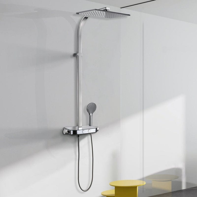 Système de douche apparent KRONENBACH avec thermostat Smart Push et tablette en verre