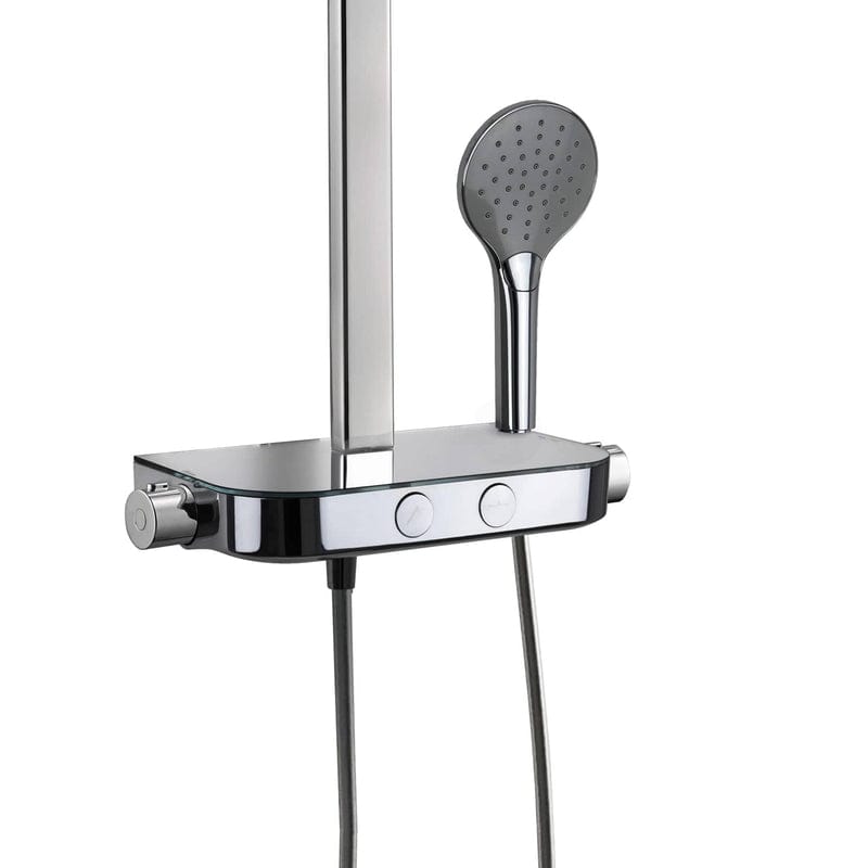 Système de douche apparent KRONENBACH avec thermostat Smart Push et tablette en verre