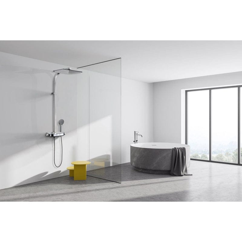 Système de douche apparent KRONENBACH avec thermostat Smart Push et tablette en verre