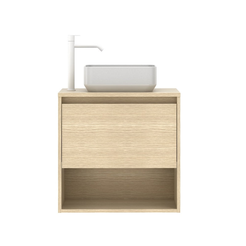 Meuble salle de bain suspndu en bois avec vasque posee incluse NIWA chene clair