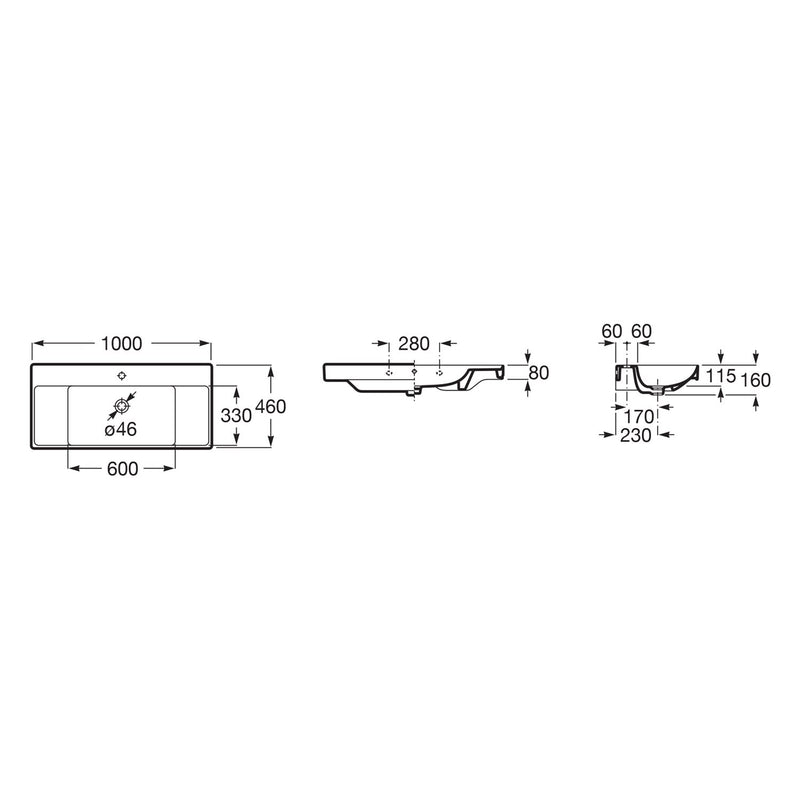 Lavabo Roca Ona 100 x 46 cm