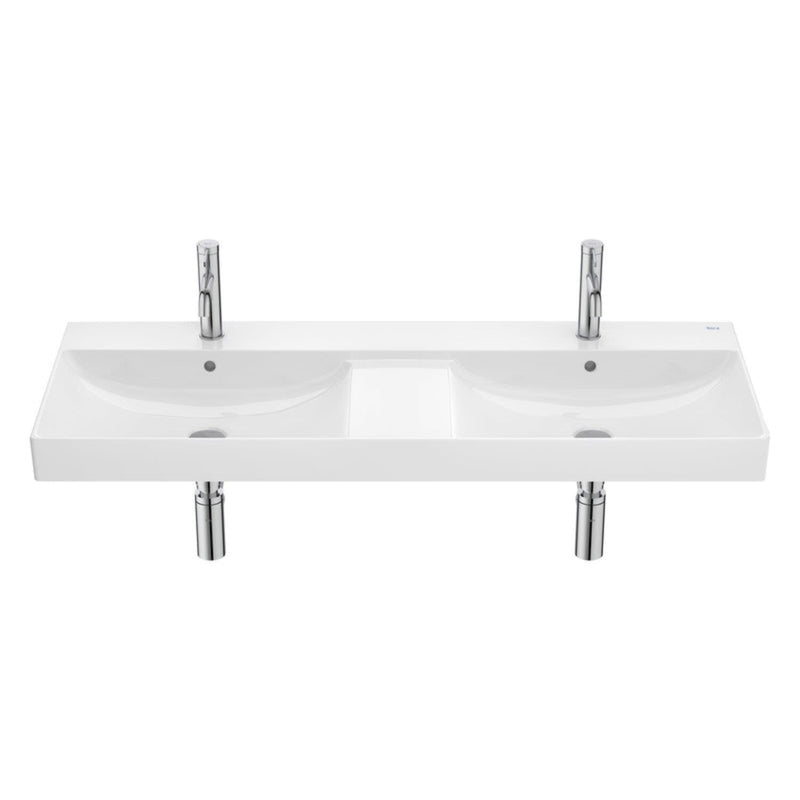 Vasque double Roca Ona 120 x 46 cm, avec 2x 1 trou pour robinetterie