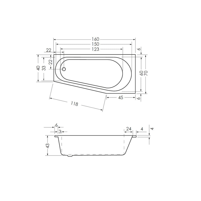 Steinkamp Life baignoire gain de place 160 x 70 cm gauche