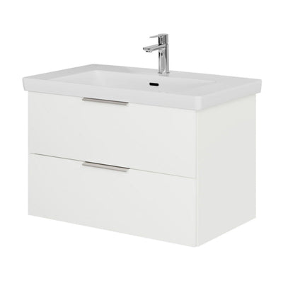 Meuble sous-vasque Steinkamp Living 2.0 75 cm avec meuble sous-vasque Villeroy & Boch Subway 3.0 80 cm avec trop-plein