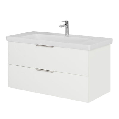 Meuble sous-vasque Steinkamp Living 2.0 95 cm avec meuble sous-vasque Villeroy & Boch Subway 3.0 100 cm sans trop-plein