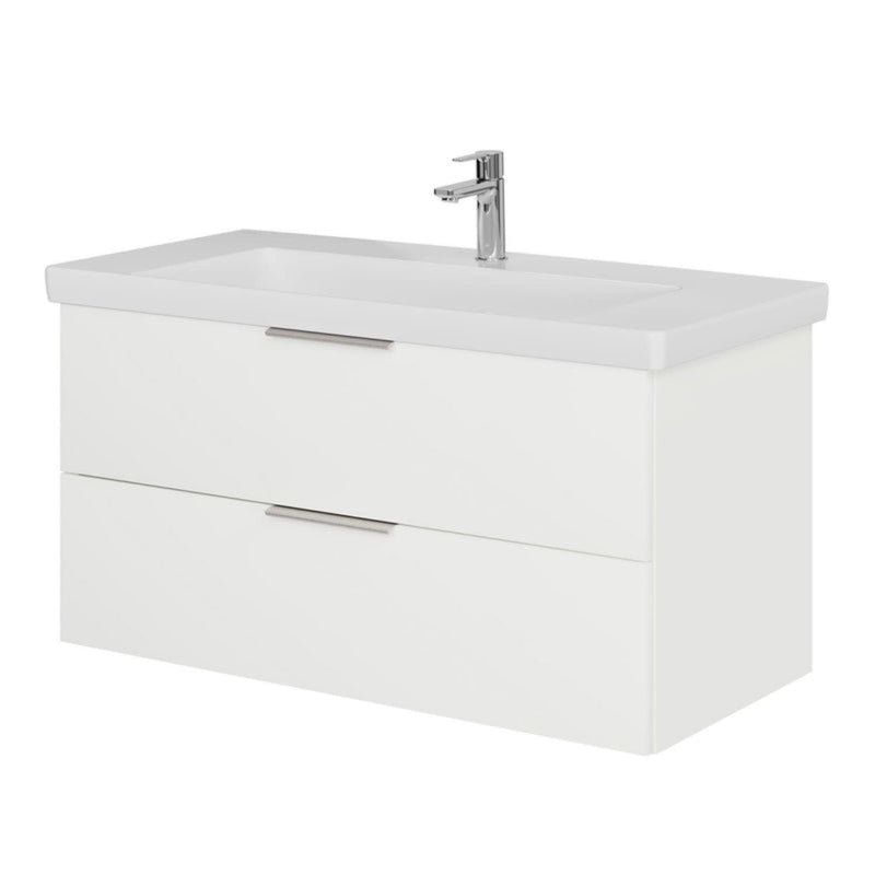 Meuble sous-vasque Steinkamp Living 2.0 95 cm avec meuble sous-vasque Villeroy & Boch Subway 3.0 100 cm sans trop-plein