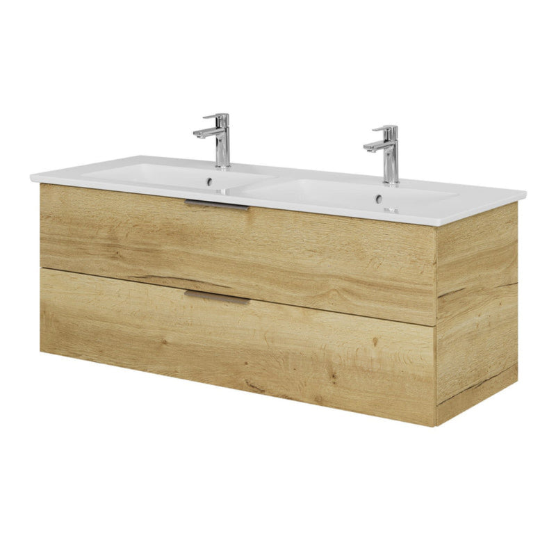 Steinkamp Living 2.0 meuble sous-vasque 125 cm avec meuble sous-vasque double Villeroy & Boch Venticello 130 cm CeramitPlus avec trop-plein