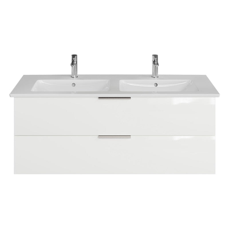Steinkamp Living 2.0 meuble sous-vasque 125 cm avec meuble sous-vasque double Villeroy & Boch Venticello 130 cm CeramitPlus avec trop-plein