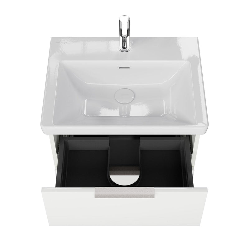 Meuble sous-vasque Steinkamp Living 2.0 56 cm avec meuble sous-vasque Villeroy & Boch Subway 3.0 60 cm avec trop-plein