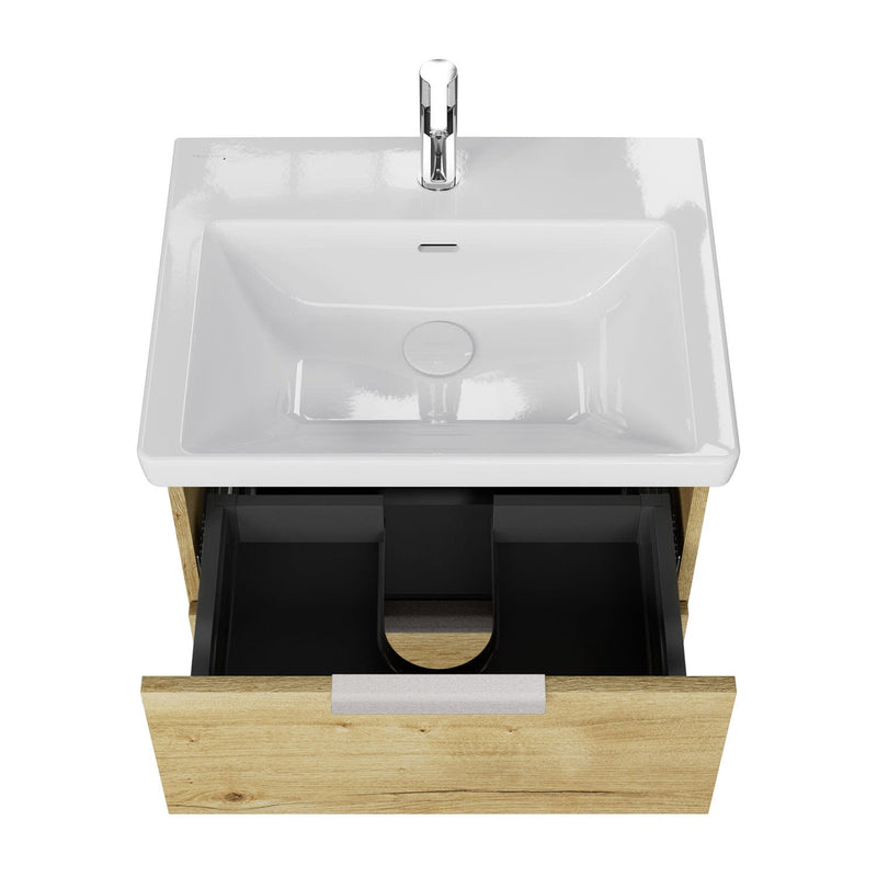 Meuble sous-vasque Steinkamp Living 2.0 56 cm avec meuble sous-vasque Villeroy & Boch Subway 3.0 60 cm avec trop-plein