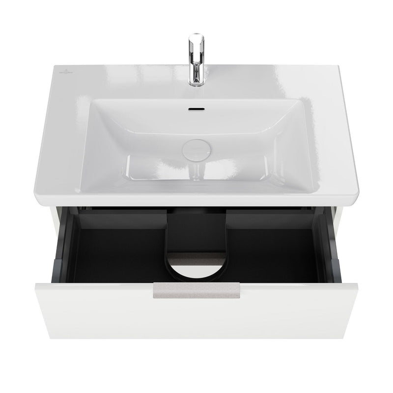 Meuble sous-vasque Steinkamp Living 2.0 75 cm avec meuble sous-vasque Villeroy & Boch Subway 3.0 80 cm avec trop-plein