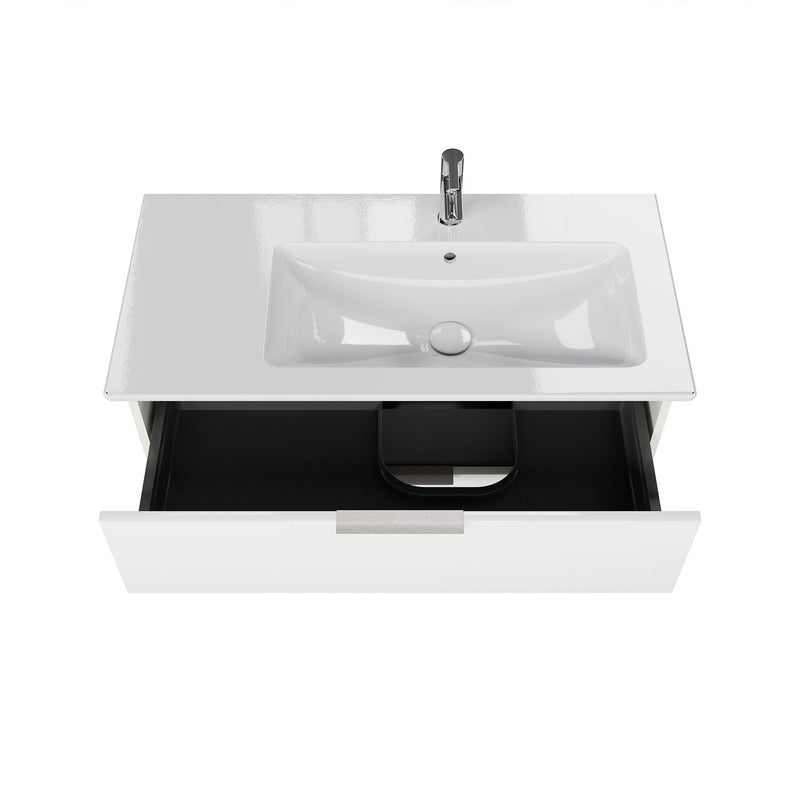 Steinkamp Living 2.0 meuble sous-vasque 95 cm avec meuble sous-vasque Villeroy & Boch Venticello 100 cm CeramicPlus avec trop-plein, vasque à droite