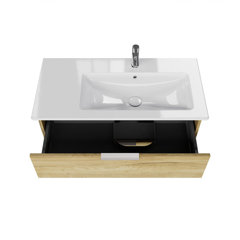 Steinkamp Living 2.0 meuble sous-vasque 95 cm avec meuble sous-vasque Villeroy & Boch Venticello 100 cm CeramicPlus avec trop-plein, vasque à droite