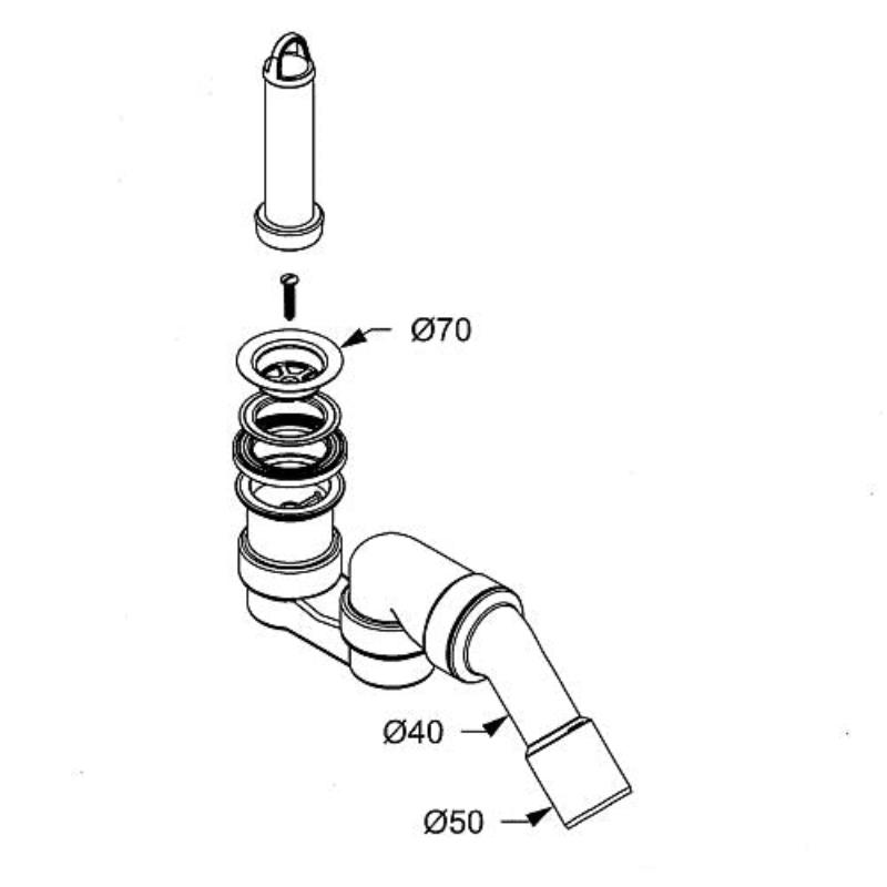 Bonde Sturotec pour receveur de douche avec colonne montante