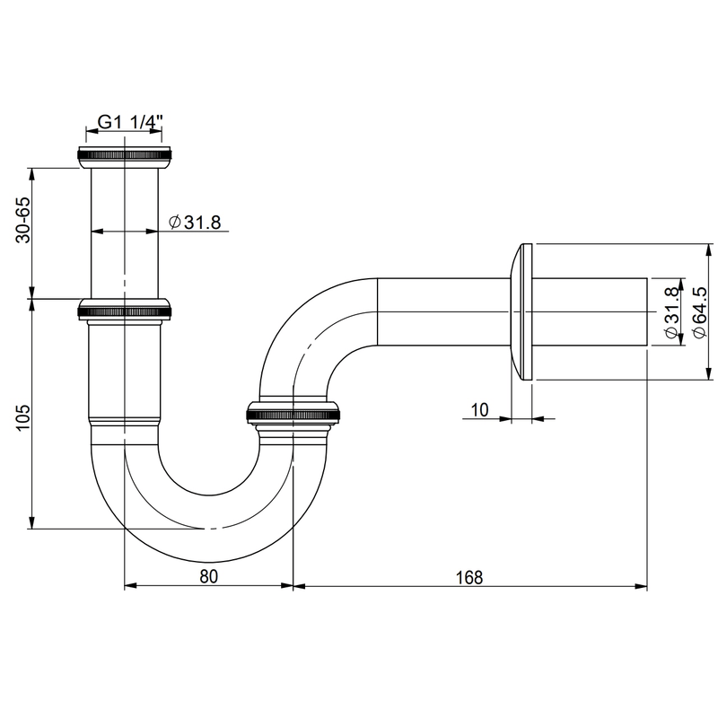 Siphon tubulaire Sturotec 1 1/4"