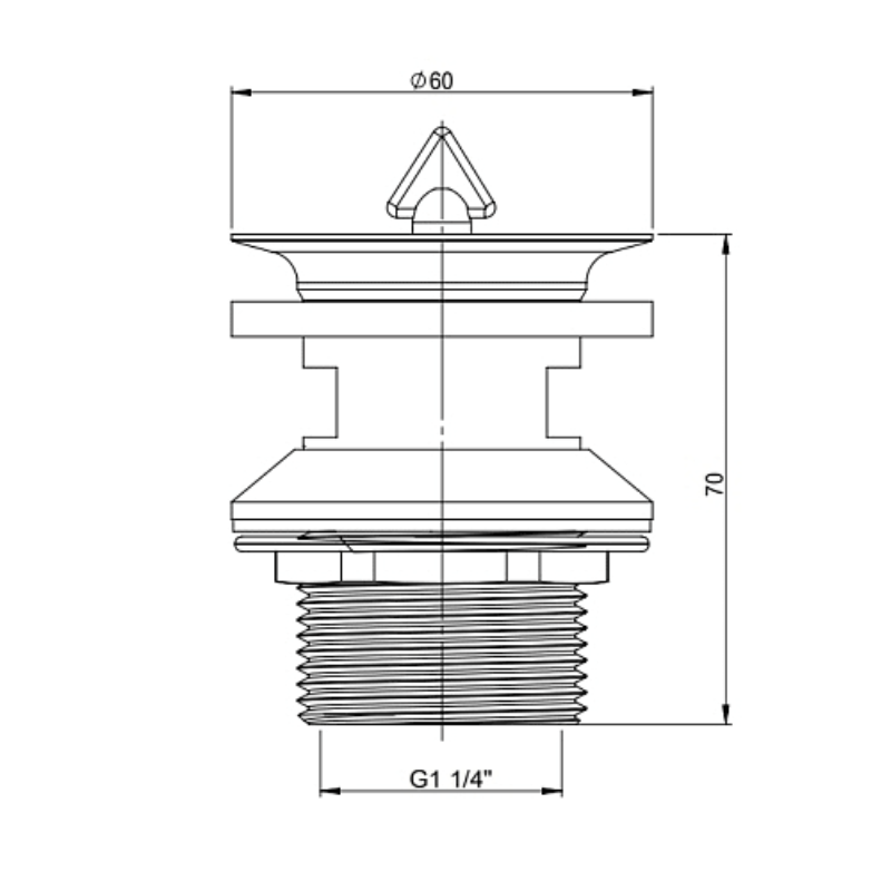 Vanne à tige Sturotec 1 1/4" avec trop-plein et bouchon