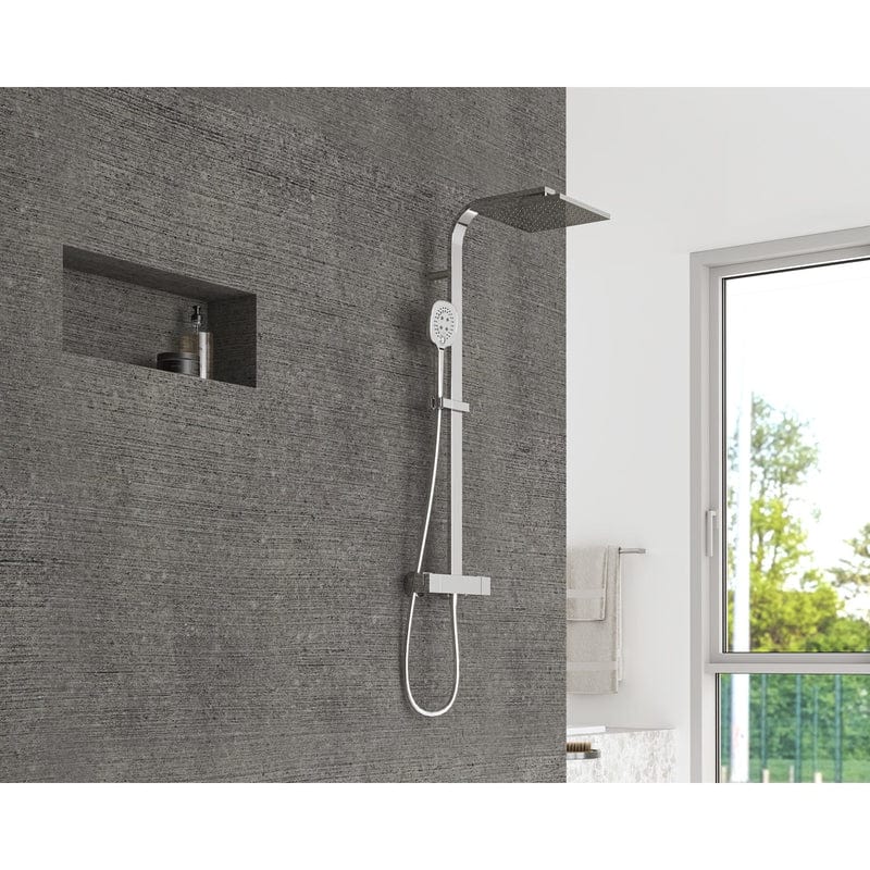 Système de douche carré STUROTEC Eco-Line 6 l/min avec mitigeur thermostatique et douche de tête 25 cm