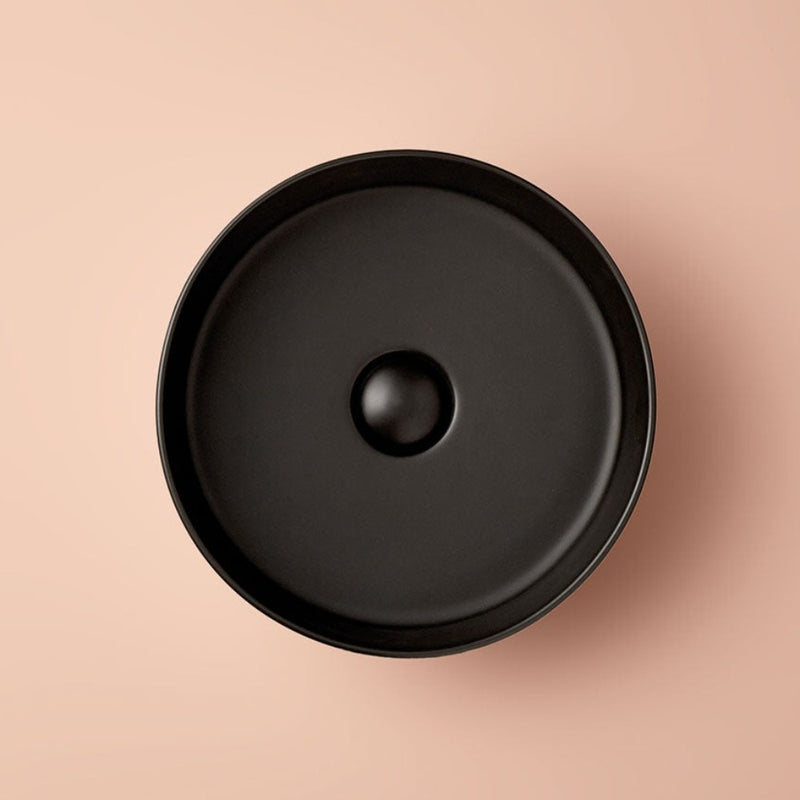Vasque à poser ronde en céramique MARSALA noir mat - Le Monde du Bain