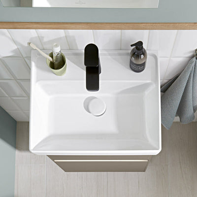 Villeroy & Boch Collaro Lave-mains 50 cm avec trop-plein, 1 trou pour robinetterie