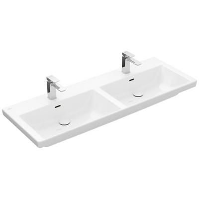 Villeroy & Boch Subway 3.0 meuble double vasque 130 cm, avec 2 trous de robinetterie, avec trop-plein