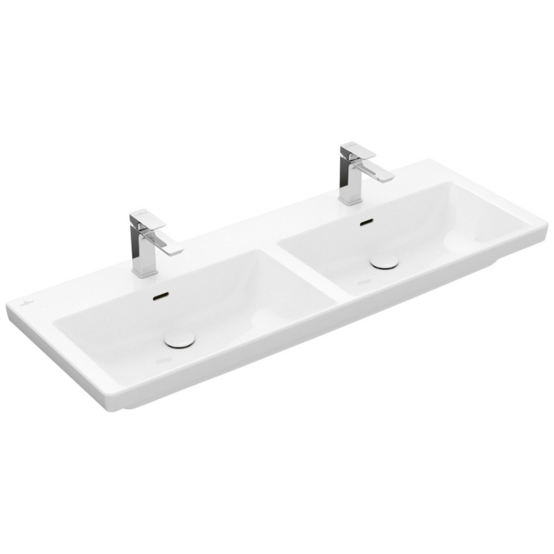 Villeroy & Boch Subway 3.0 meuble double vasque 130 cm, avec 2 trous de robinetterie, avec trop-plein