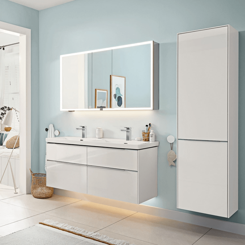 Villeroy & Boch Subway 3.0 meuble double vasque 130 cm, avec 2 trous de robinetterie, avec trop-plein
