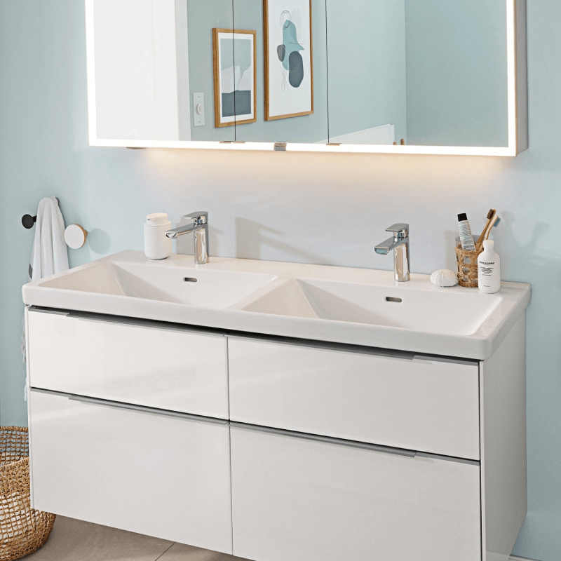 Villeroy & Boch Subway 3.0 meuble double vasque 130 cm, avec 2 trous de robinetterie, avec trop-plein