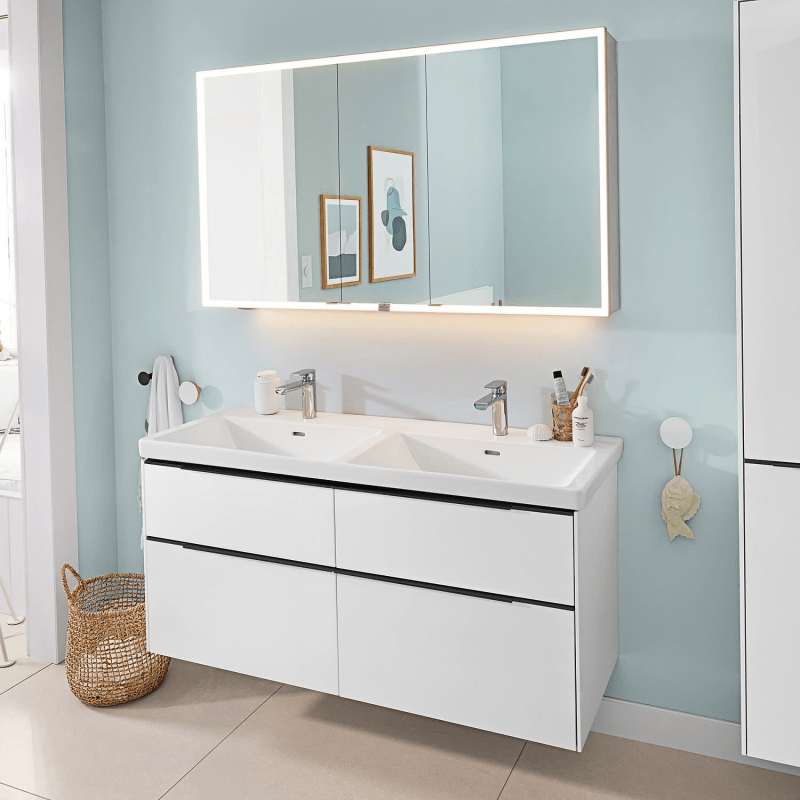 Villeroy & Boch Subway 3.0 meuble double vasque 130 cm, avec 2 trous de robinetterie, avec trop-plein