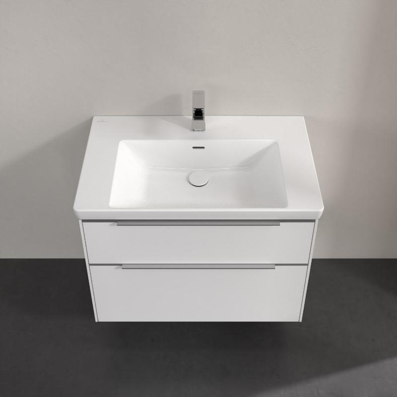 Villeroy & Boch Subway 3.0 meuble sous-vasque 77,2 cm, 2 tiroirs, poignées brillantes, sans éclairage LED