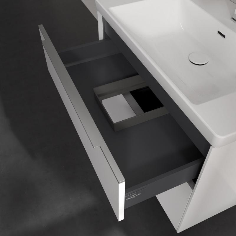 Villeroy & Boch Subway 3.0 meuble sous-vasque 77,2 cm, 2 tiroirs, poignées brillantes, sans éclairage LED