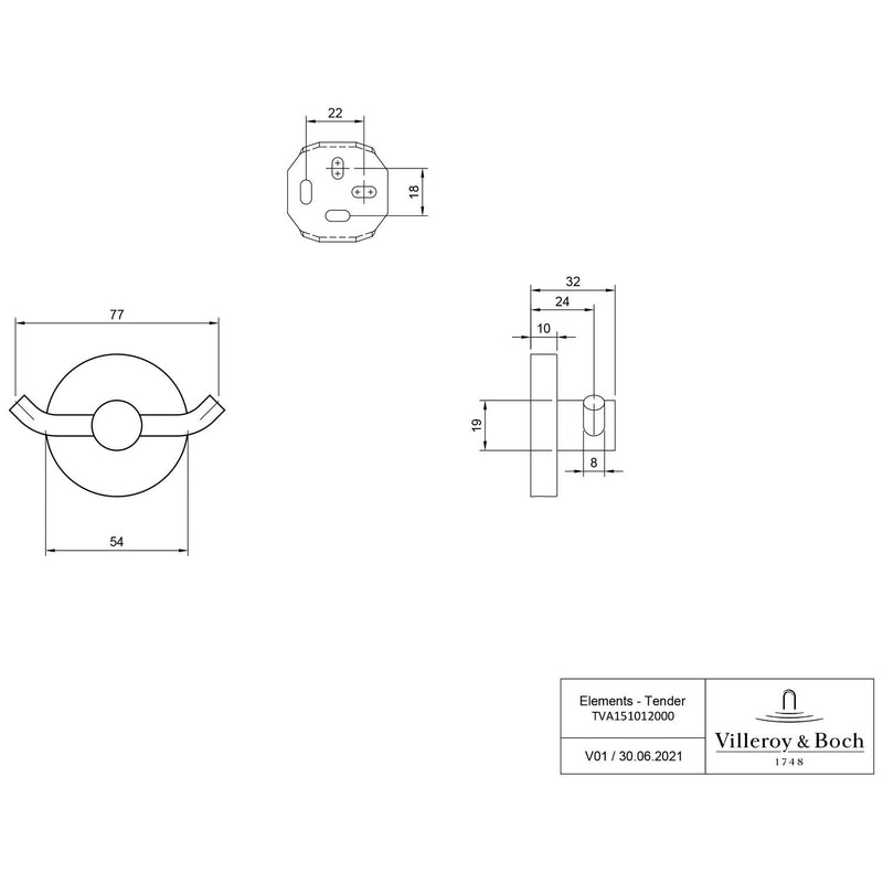 Villeroy & Boch Elements - Crochet porte-serviettes double Tender
