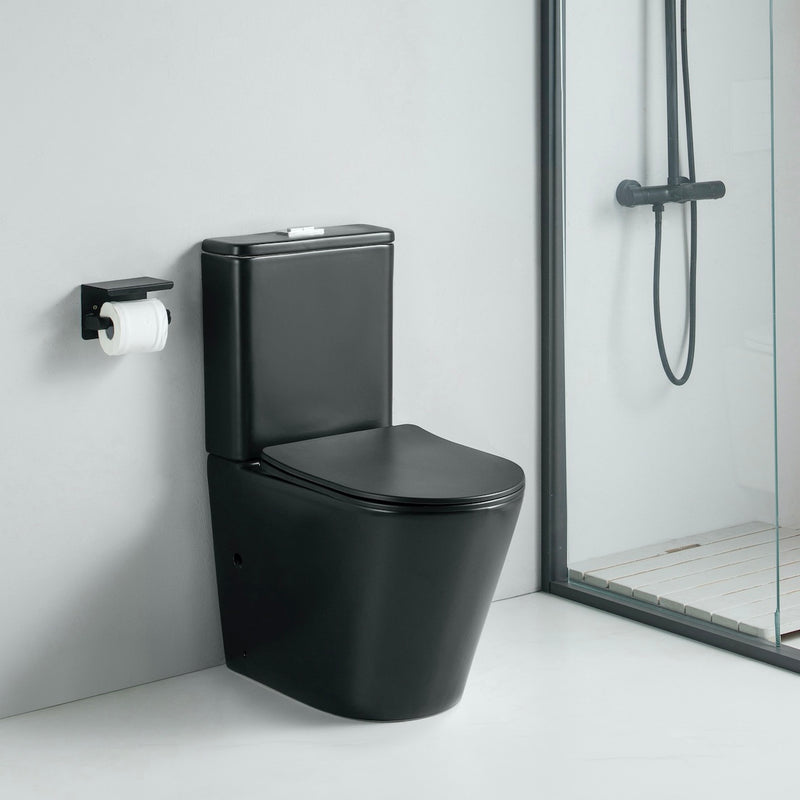Vue de profil Toilette WC posé CIPOLI en céramique noir mat