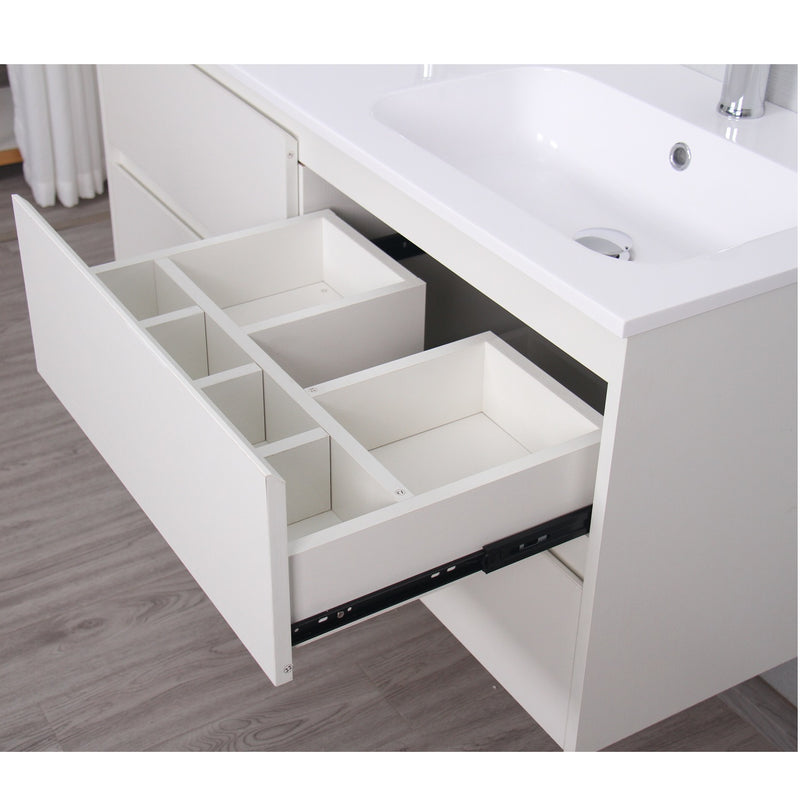 Meuble salle de bain design double vasque FORTINA largeur 120 cm, blanc