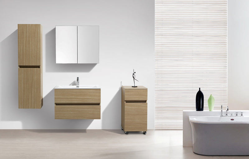 Meuble salle de bain design simple vasque SIENA largeur 80 cm, chêne clair - Le Monde du Bain