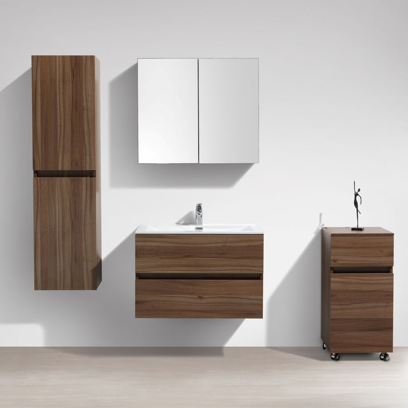 Meuble salle de bain design simple vasque SIENA largeur 80 cm, noyer - Le Monde du Bain