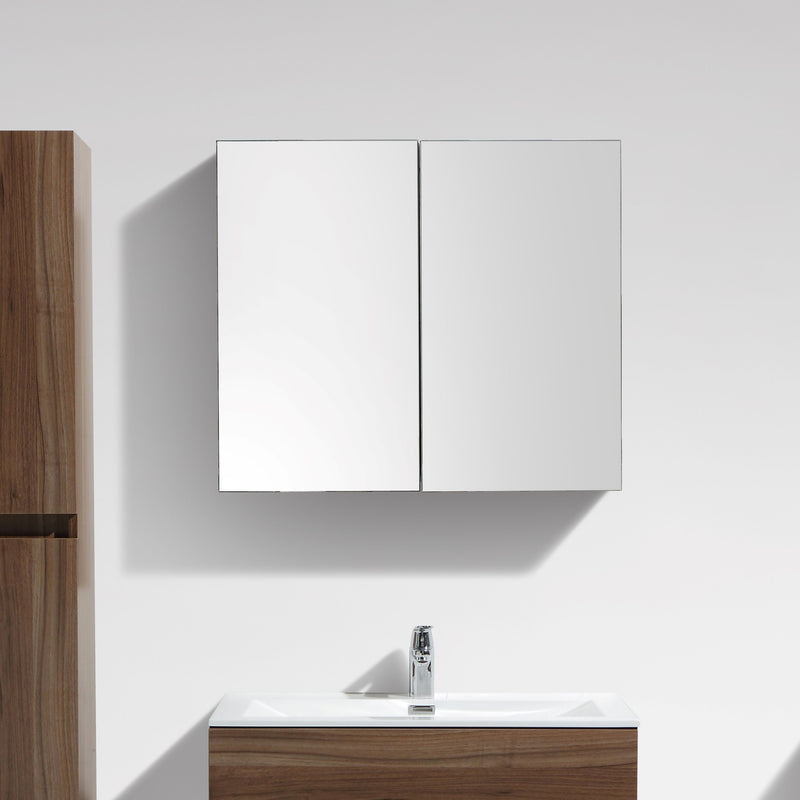 Armoire de toilette bloc-miroir SIENA largeur 80 cm, noyer - Le Monde du Bain