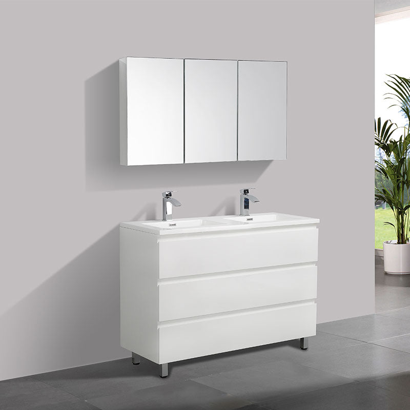 Meuble salle de bain design double vasque VERONA largeur 120 cm, blanc laqué