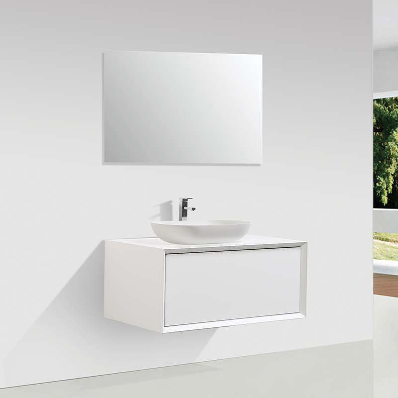 Meuble salle de bain simple vasque PALIO 90 cm, blanc mat - Le Monde du Bain