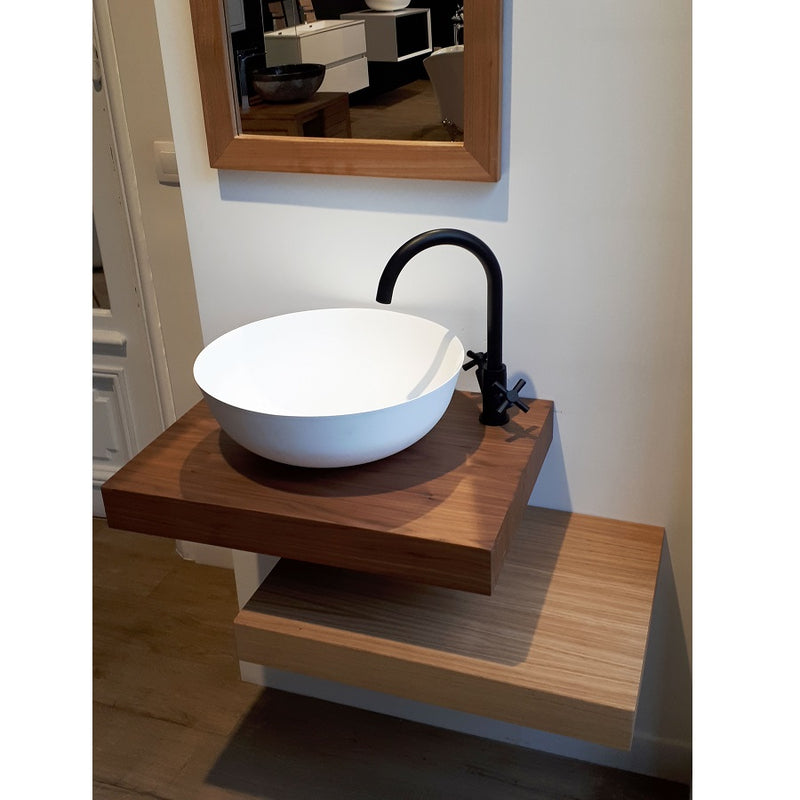 Plan vasque suspendu ZERO pour salle de bain design, chêne