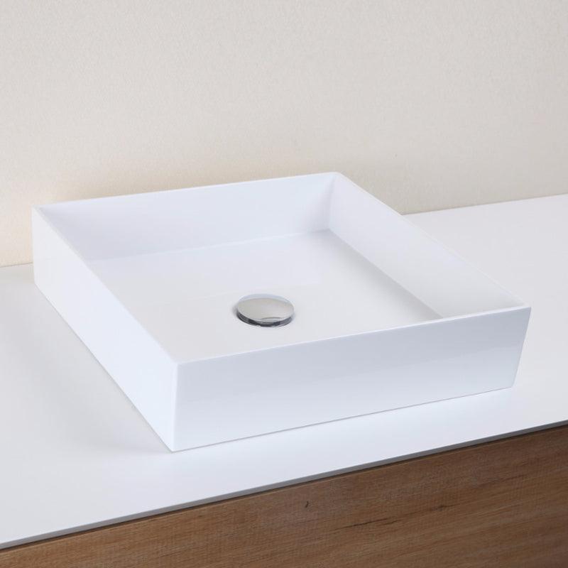 Vasque à poser carrée en marbre de synthèse SIENA 42 cm - Le Monde du Bain