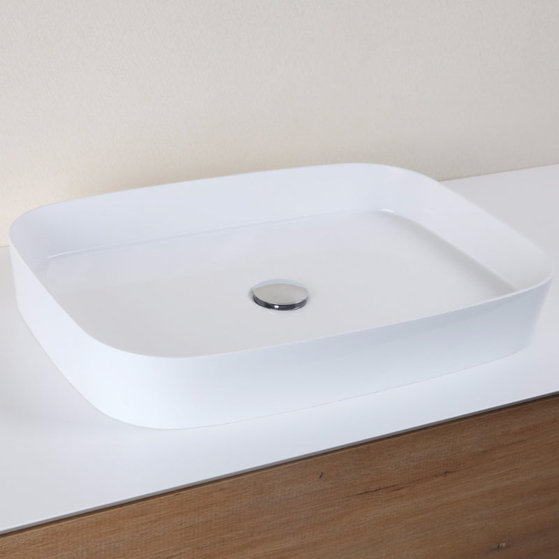 Vasque à poser rectangle en marbre de synthèse SIENA  60 x 42 cm - Le Monde du Bain