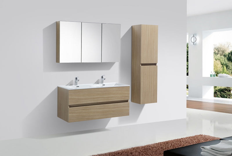 Meuble salle de bain design double vasque SIENA largeur 120 cm, chêne clair - Le Monde du Bain