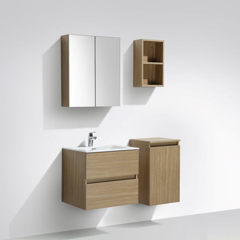 Meuble salle de bain design simple vasque SIENA largeur 60 cm, chêne clair - Le Monde du Bain