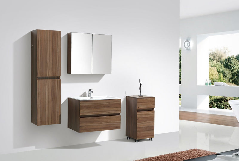 Meuble salle de bain design simple vasque SIENA largeur 80 cm, noyer - Le Monde du Bain