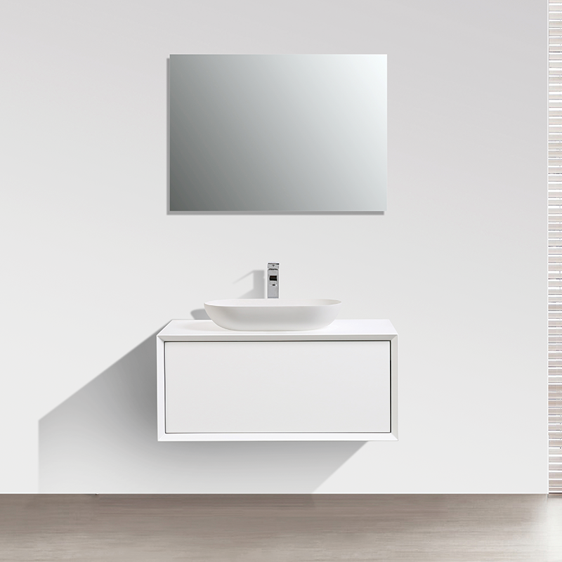 Meuble salle de bain simple vasque PALIO 90 cm, blanc mat - Le Monde du Bain