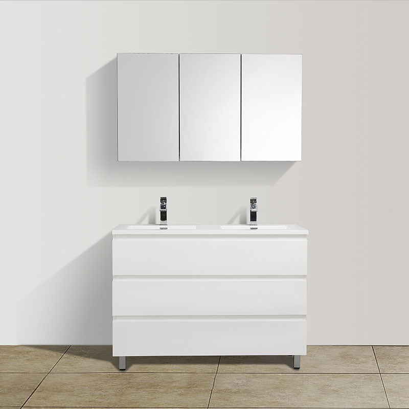 Meuble salle de bain design double vasque VERONA largeur 120 cm, blanc laqué