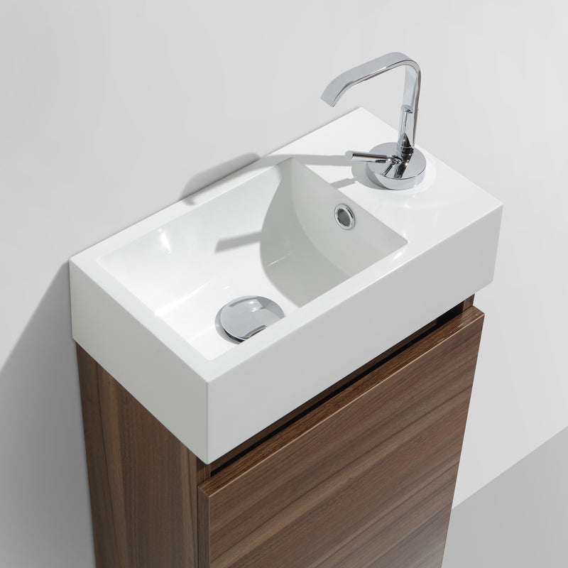 Meuble lave-main salle de bain design SIENA largeur 40 cm, noyer - Le Monde du Bain