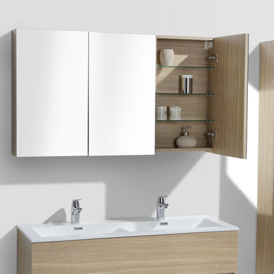 Armoire de toilette bloc-miroir SIENA largeur 120 cm, chêne clair - Le Monde du Bain