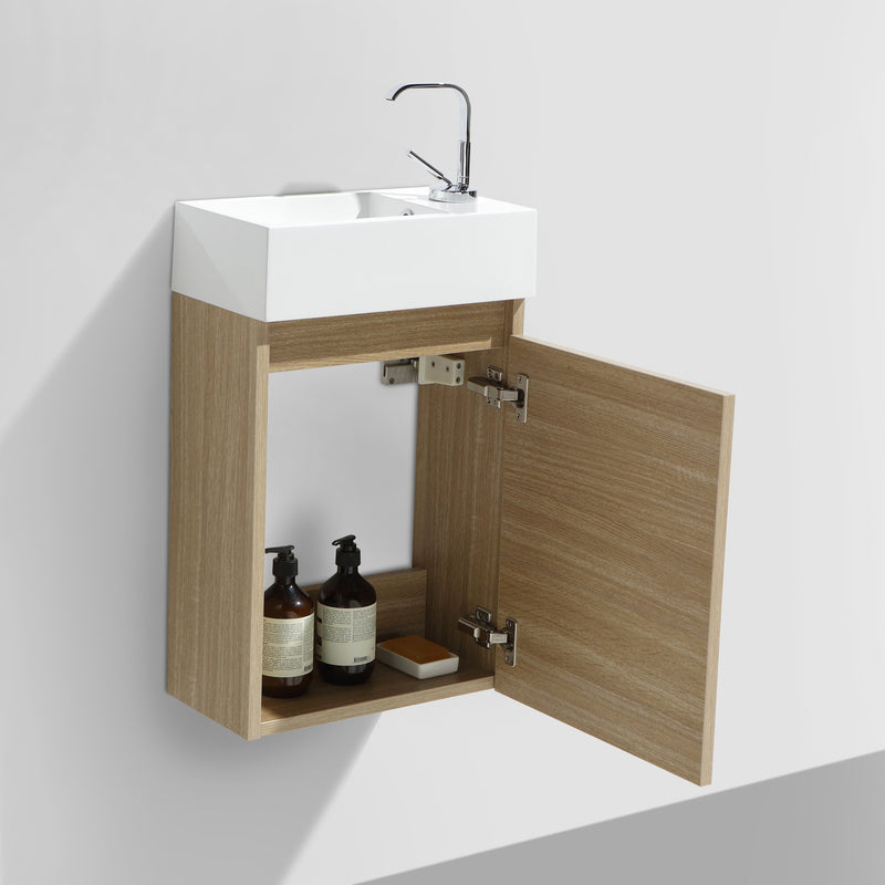 Meuble lave-main salle de bain design SIENA largeur 40 cm, chêne clair - Le Monde du Bain