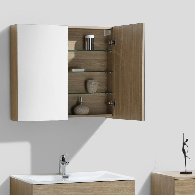 Armoire de toilette bloc-miroir SIENA largeur 80 cm, chêne clair - Le Monde du Bain